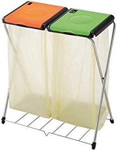 Gimi Nature Plus 2 Portarifiuti, Portasacco Raccolta Differenziata, Antiruggine, con Griglia Reggisacco, Capacità Sacco fino a 130 L, Acciaio/Resina, 71,5 x 40 x 82 cm