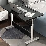 WXJHL Small Standing Desk Adjustable Height, 31.5inch Small Folding Desk for Small Space, Portable Laptop Desk, Home Office Desks with Wheels, Small Computer Rolling Desk, End Tables for Bedroom