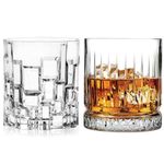 Patrani Fashion Crystal Whiskey Glass 300 ML, Set of 2 Different Shape with Bottom Rocks, Barware Glass, Diamond Glass, Brandy Glass and Cocktail Drinks for Wine, Whiskey, Beer Glass (CS-H)