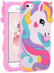 Vivid Unicorn Case for iPhone 5 5S 5C,3D Cartoon Animal Cute Soft Silicone Rubber Character Design Pink Cover,Animated Kawaii Fashion Cool Protective Skin Shell for Kids Child Teens Girls (iPhone5)