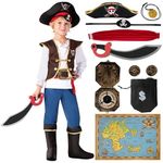 Spooktacular Creations Boys Pirate Costume Kids Fancy Dress Up Role Play Deluxe Costume Set (Small (5-7 yrs))