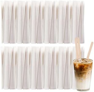 LECEHIVO 2200 Pcs Individually Wrapped Wooden Coffee Stirrers 5.5 Inch Disposable Cocktail Stir Sticks Wood Round End Stirrers for Hot Drinks Home Office Restaurant Bar