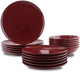 Amazon Basics 18-Piece Dinnerware Set - Cranberry, Service for 6