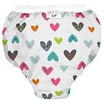 Kushies Baby Waterproof Training Pant, 29-33 Pounds, White Doodle Hearts, Medium