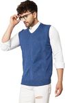 Silver Organisation Men's Half Sleeves V Neck Solid Woolen Blue Sweater for Winter_Men Sweater-2