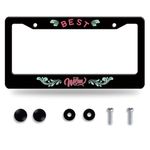 Best mom License Plate Frame Love mom License Plate Frames Stainless Steel Accessories Cars Decor with 2 Holes and Screws Fits Standard US CA Vehicles Size 12.2 x 6 Inches