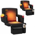 Overmont 2PCS Heated Stadium Seat with Back Support - 3 Heat Levels Dual-Zone Independent Control - 6-Position Recliner Wide Cushion Dual Hooks & Pockets - Bleacher Chair for Sport Camping Concerts