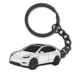 glahorse For Tesla Model Y Key chain，For Tesla Model Y Accessories，For Tesla Model 3 Model S Model X Model Y，Metal Keychain (White)