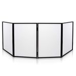 Pyle DJ Booth Foldable Cover Screen - Portable Event Facade Front Board Video Light Projector Display Scrim Panel with Folding Steel Frame Panel Stand, Stretchable Lycra Spandex - PDJFAC10 (White)