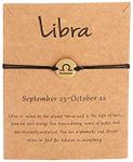 COLORFUL BLING Horoscope Zodiac Bracelet 12 Constellation Sign Bracelet for Women Girl Teens Astrology 14k Gold Plated Bracelet Anklet Friendship Couple Jewelry with Message Card, Metal Leather, Agate