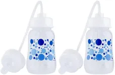 Hands-Free Baby Bottle - Anti-Colic Nursing System 4 oz Baby Bottle with Fast Flow Nipple/Teat 3m+ with Tube Straw Feeding System for Toddler (2 Bottles - Blue)