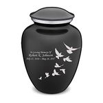 GetUrns - Embrace Doves Urns for Human Ashes, Cremation Urns for Adult Ashes Men & Women, Cremation Urn for Home, Vault, or Niche, 200 cu. in., Custom Single Engraving, Charcoal