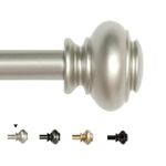 H.Versailtex Window Treatment Classic Cap 3/4 - Inch Diameter Decorative Single Curtain Rod Adjustable from 28 to 48 - Inch, Nickel