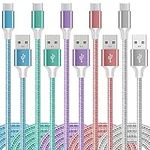 USB C Cable,5 Pack Fast Charging USB Type C Cable,(3+3+6+6+10ft) Nylon Braided Phone Charger USB-C Cord for Samsung Galaxy S21 S20 S10 Plus Note 10 LG