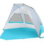 Wolfwise Beach Tent Sun Shelter with Extendable Floor for Privacy, Portable Beach Tents Umbrella with Carrying Bag, UV Beach Shade for 6-7 Person, 270 x150x160 CM (106 x59x63 IN), Blue