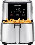 Chefman TurboFry Touch Air Fryer, Large 5-Quart Family Size, One Touch Digital Control Presets, French Fries, Chicken, Meat, Fish, Nonstick Dishwasher-Safe Parts, Automatic Shutoff, Stainless Steel