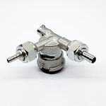 Krome 100% SS Low Profile D system Keg Coupler With-5/8" thread,Low Height Keg Coupler with Barb and Standard Beer thread connections,Homebrew Sankey Keg Tap with Safety Pressure Relief Valve - C4999