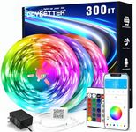 DAYBETTER Led Strip Lights 300 ft (3 Rolls of 100 ft) Color Changing Lights Strip for Bedroom, Desk, Indoor Room Bedroom Valentine Decor, with Remote and 24V Power Supply