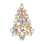 Ever Faith Women's Sparkle Rhinestone Crystal Christmas Tree Brooch Xmas Lapel Pins Clear AB Gold-Tone