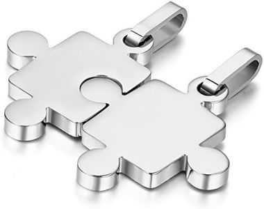 OIDEA [1 Coppia Collana per Coppia Lovers Collana in Acciaio Inox con Pendente Puzzle Colore Argento Regalo Perfetto