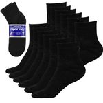 Debra Weitzner Diabetic Ankle Socks Mens Womens Non-binding Socks Loose Fit 12 Pairs Black, Ankle/Black, 10-13