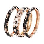 UJOY Womens Multi-Colors Cloisonne Bracelet Gold Plated Flower Hollowed Enameled Hinged Cuff Bangles Jewelry Gift 88A11 3pcs Black