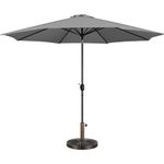 Yaheetech 3m Garden Parasol Umbrella Patio Table Umbrella Outdoor Tilting Crank & Handle Parasol with 14kg Resin Base Stand Grey