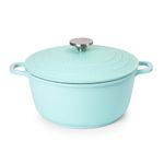 Casserole Dishes with Lid Oven Proof – Non Stick Deep Dutch Oven – Induction Cooking Pot – Oven Safe Aluminium Stockpot – 4L, 24cm, Teal – by Nuovva