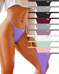FINETOO 10 Pack Adjustable G String Thongs for Women Sexy Underwear Low Rise Womens Thong Cotton Panties for Ladies S-XL, Setb-10pack, Small