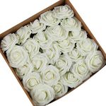 The Chair Cover Company Artificial Flowers Roses 50pcs Real Looking DIY Wedding Bouquets Centerpieces Arrangements Party Baby Shower Party Home Decorations (Ivory)