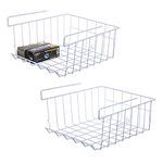 Lonian Stackable Hanging Basket, 2-Pack Under Shelf Hanging Metal Wire Storage Basket for Kitchen, Office, Pantry, Bathroom, Cabinet