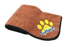 SOFTSPUN Microfiber Pet Towel 40x60cms 1pcs 380gsm Brown! Ultra-Absorbent for Drying Pets Quickly. Quick-Drying, Machine Washable, Ultra-Soft for Small Dogs & Cats of All Breeds.