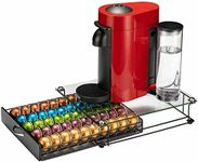 Rice rat Coffee Vertuo Capsule Holder Drawer for Nespresso With Glass For Cabinet Vertuoline Pod Storage Rack For Counter (Class-50 Pods（With handle）)