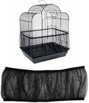 Shell Skirt Mesh Cover Pet Bird Cage Guard Nylon Net Seed Catcher S/M/L Black, Stretchable for Various Cage Circumferences