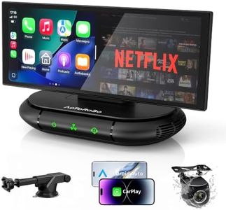 AOTOROBO Portable CarPlay Screen for Car, Wireless Apple CarPlay & Android Auto, 10.26" HD Display, AI Voice Control, YouTube Netflix, Split Screen, Bluetooth, Backup Camera, Built-in Air Purifier