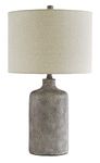 Signature Design by Ashley - Linus Ceramic Table Lamp - Modern - Gray, Antique Black