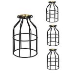 Simple Deluxe Metal Bulb Guard Lamp Cage, Adjustable Industrial Clamp for 1.41"-1.7" Lamp Base, Pendant, Farmhouse Light Fixture, Vintage Lamp Shades, 4 Pack Black