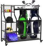 AILRINNI Golf Bags Storage Stand Golf Club Storage Rack Organiser for Golf Accessories Extra Large Size with Wheels Golfing Equipment Rack for Garage Storage Shed Basement