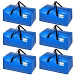 Extra Large Storage Bags, Heavy Duty Moving Boxes with Backpack Straps,Strong Handles & Zippers,Moving Bags Supplies For Space Saving, Clothing Storage Blanket Storage,Fold Flat,Travel(Blue,6 Pack)