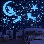 Glow in the Dark Stars for Ceiling,Unicorn Wall Decals Stickers Unicorn Wall Decor for Girls Bedroom Luminous Glow Unicorn Stars Planet Ceiling Stickers for Baby Boys Kids Playroom Living Room Nursery