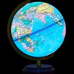 Amylove 13'' Illuminated World Globe with Stand 720°/360° Rotation Rewritable Light up Globe for Kid World Map for Interactive Learning Globe Light with Base Globe Lamp LED Decor(Classic, Wooden Base, Classic)