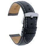 Talk Time XL Extra Long Buffalo Grain Italian Padded Leather Watch Strap Black 20mm