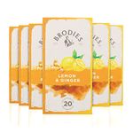 Brodies Lemon & Ginger Tag and Envelope - 6 Tea Boxes of 20 Tea Bags each (120 Tea Bags) - Revitalising infusion based on lemon and ginger. Caffeine Free