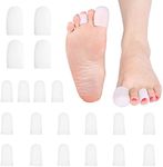Toe Tube Caps - 20 Soft Silicone Sleeves - Offers Pain/Friction/Pressure Relief - Ideal for Bunions, Blisters, Corns, Callus Problems, Toenail Loss, Ingrown Toenails, Hammer Toes - Adjustable Size