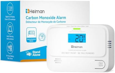 Heiman Carbon Monoxide Detectors, Low-Level Digital Display Mini CO Alarm