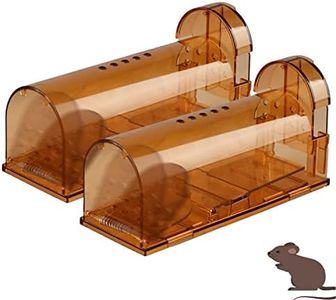 2 Pack Original Mouse Trap, Humane Live Mice Trap Easy to Set, Reusable Durable and Kids & Pets Safe for Indoor/Outdoor Use, for Mice Small Rodent – Brown