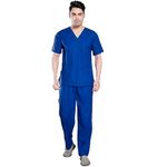 adhyah TrendyUniform Lycra Men's scrub Suits With Inseam Top Pocket,Pant With Zip Pocket Stretchable Scrubs Comfort Fit Uniform for Doctors, Nurses and Dentists (XL)