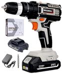 BUILDSKILL 21V Li-Ion Cordless Impact Drill Machine,10MM Keyless Chuck, Variable Speed, LED Light, 1X1.5 Ah Batteries, Charger (6 Months Warranty including Battery and Charger)