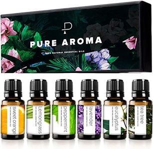 PURE AROMA Essential Oils by 100% Pure Therapeutic Grade Oils kit- Top 6 Aromatherapy Oils Gift Set-6 Pack, 10ML(Eucalyptus, Lavender, Lemon Grass, Orange, Peppermint, Tea Tree)