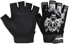 Miokkley Kids Fingerless Bike Gloves, Wolf Hunting Sport Gloves for Boys Monkey Bars Rock Climbing Gloves Cycling Biking Fishing (Black, Small for 5-8 Y)